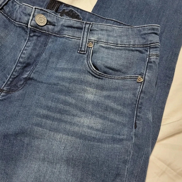 Kut From The Kloth High Rise Straight Ankle Jeans, Dark Wash, Raw Hem, Sz 10 EUC - Picture 5 of 11